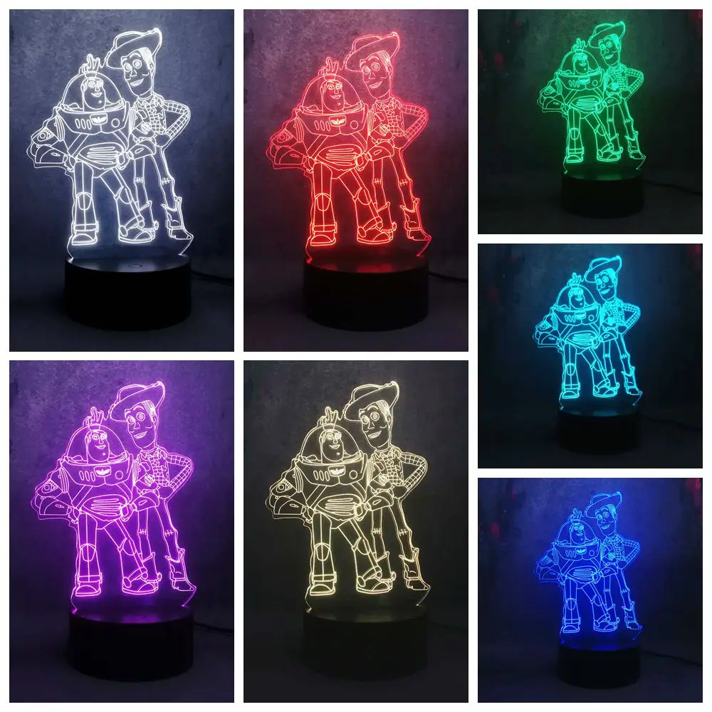 

Toy Story Bath Bros Model Creative Light Multicolor Change Children Toy Gift table lamp Multi-Attributes Decor Night Light flash