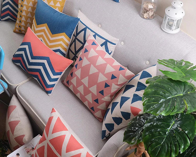 Оптовая продажа! Скандинавские абстрактные геометрические льняные подушки для