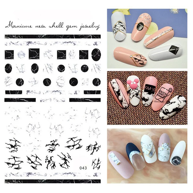 Новая мода, 1 лист, 3D водяные наклейки для ногтей, художественная наклейка s, сделай сам, звезда, мраморный кролик, типы ногтей, наклейки, украшения, маникюр Z053