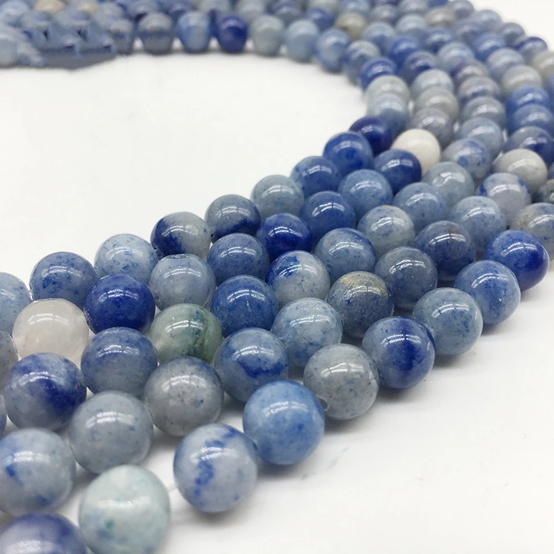 

Wholesale Blue White Natural Aventurine Round Loose Beads for Jewelry Making Diy Bracelet Necklace Size 4/6/8 /10/ 12mm