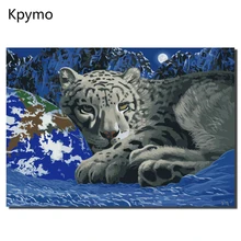 Kpymo Земля Белый Леопардовый цвет, акриловый живопись по номерам ручная роспись холст Современная Настенная картина для гостиной домашний Декор стены