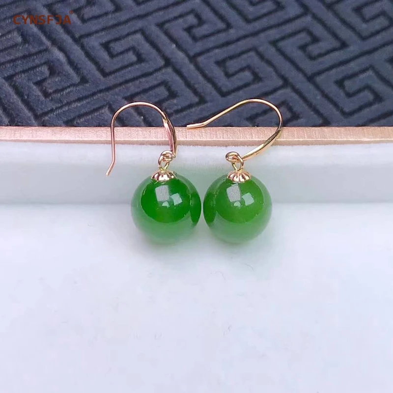 CYNSFJA настоящий редкий Сертифицированный подвескаиз натурального камня jade Jasper 18k золото ручной работы ювелирные украшения Зеленые Серьги с нефритом высокого качества лучший подарок
