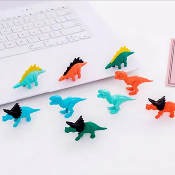3pcs/lot Creative dinosaur Rubber Eraser Art School Supplies Office Stationery Novelty Pencil correction supplies kawaii cartoon hello kitty donut pencil eraser office school correct supplies child writing drawing correction rubber gift