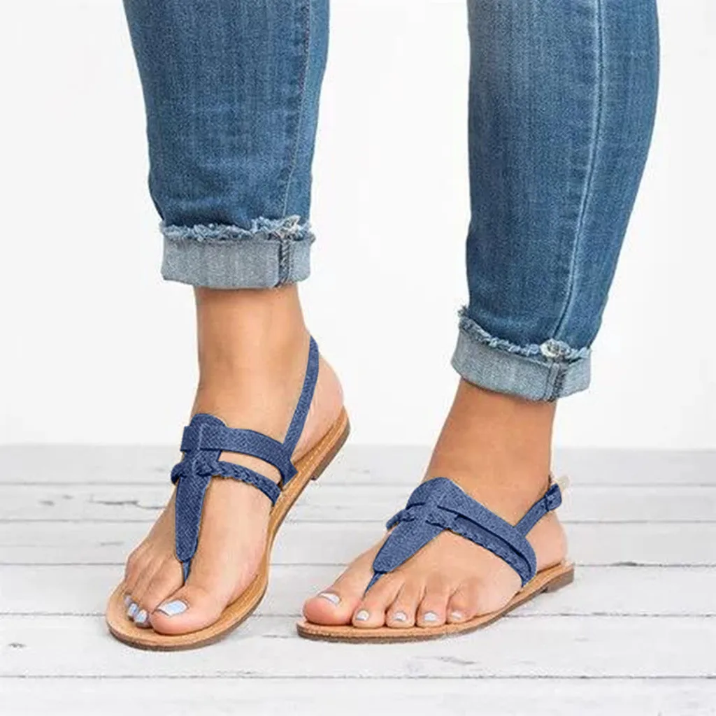 

Women's Sandals 2019 Summer Gladiator Flat Flip Flops Beach Shoes Open Toe Ankle Bottom Roman weave Fashion Sandals #z30