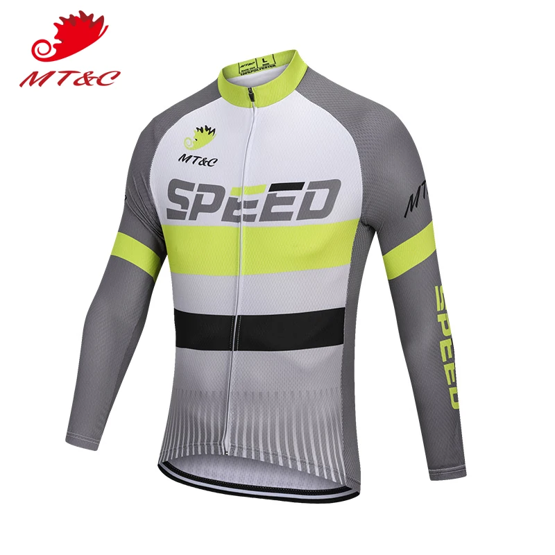 

MT&C Cycling Jersey Gray Yellow Stripe Fastest Sport Style Breathable Clothes Quick Dry Bicycle Spring Autumn Zipper Sportswear