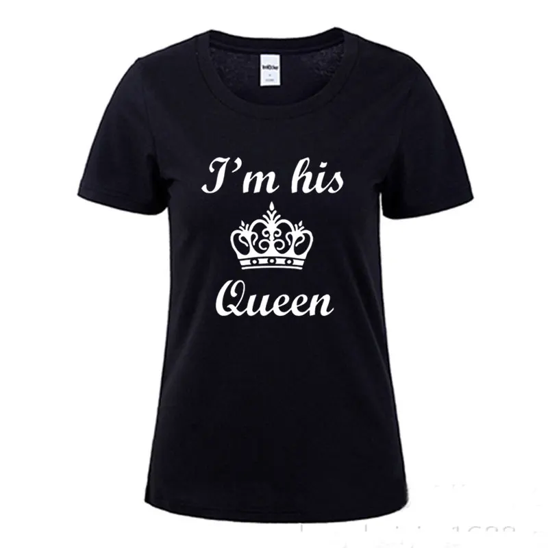 Новая летняя женская футболка J'm Her King His Queen забавная Удобная хлопковая с