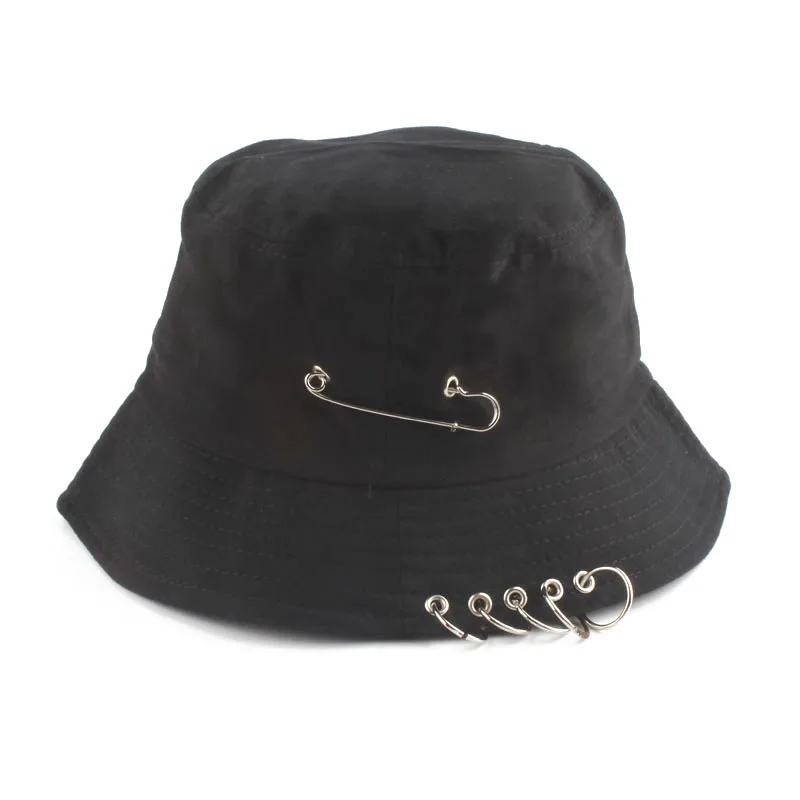 

New Fashion K POP Iron Ring Bucket Hat Popular Style Hip Hop Cap 100% handmade Rings casquette 2019 Hot Sale