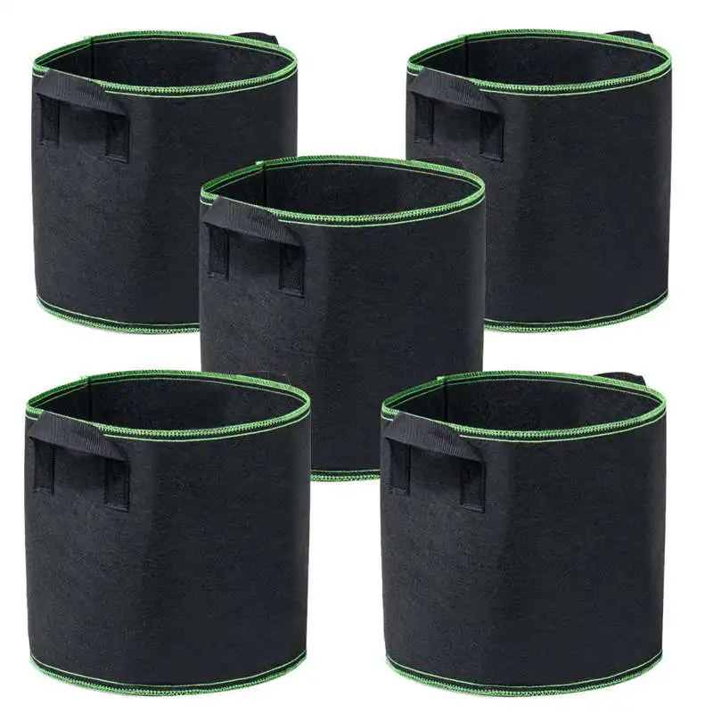 Green Кармашки для выращивания растений 5-Pack 7 галлонов аэрации ткани контейнер для емкостей с Ткань для аэрации горшки w/ручки - Цвет: Green