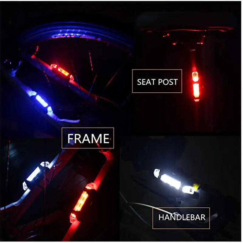 Clearance Bicycle Taillight Rechargeable Rear Light Bicycle LED USB Tail Safety Warning Bicycle Light Waterproof Light For Cycling Bicycle 3