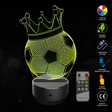 Crown Football 3D Illusion Lamp 7 Color Change Touch Switch LED Night Light Acrylic Desk Lamp Atmosphere Lamp Novelty Lighting Crown Football 3D Illusion Lamp 7 Color Change Touch Switch LED Night Light Acrylic Desk Lamp Atmosphere Lamp Novelty Lighting