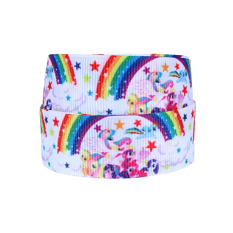 

FLRA Ribbon (50yards/lot) Rainbow and unicorn printed grosgrain ribbon