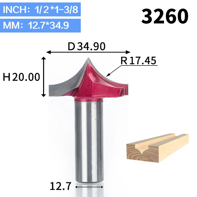 HUHAO 1 шт. 1/" 1/2" хвостовик резец по дереву двойная фреза для отделки кромки биты для дерева промышленного класса Деревообработка Гравировка резьба бит - Длина режущей кромки: 3260