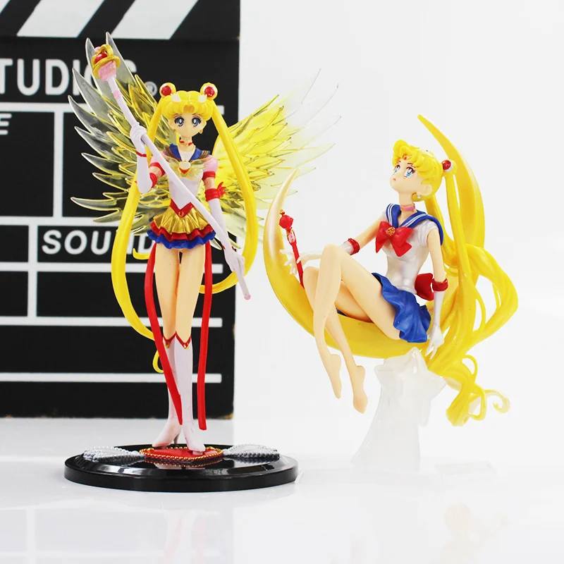 

Sailor Moon Action Figures Tsukino With Magic Wand Wings Beauty Model Toy for Children