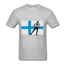 2017 Fashion Mens t-shirt Custom Made Finland Biathlon Tees New Arrival Short Sleeve Homme Clothing fashion 100% Cotton Shirts