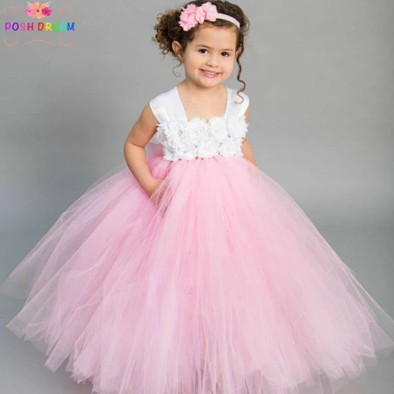 POSH DREAM Pink Flower Girl Dress for Wedding Party White Flower Tulle Flower Girl Dress Infant Toddler Pageant Princess Dress POSH DREAM Pink Flower Girl Dress for Wedding Party White Flower Tulle Flower Girl Dress Infant Toddler Pageant Princess Dress
