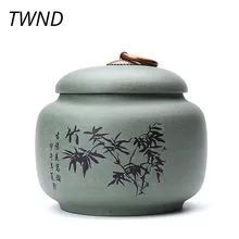 Расписанный вручную чай caddy маленькие фиолетовые глиняные контейнеры для чая кунг-фу teaware