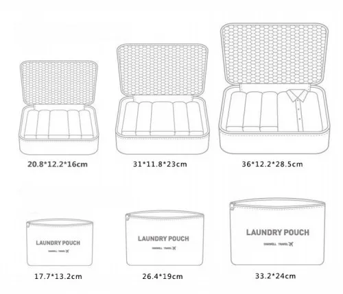6 шт. дорожная сумка для хранения, набор для одежды, аккуратный органайзер для гардероба, чехол для костюма, сумка для путешествий, сумка-Органайзер, чехол для обуви, упаковка, кубическая сумка