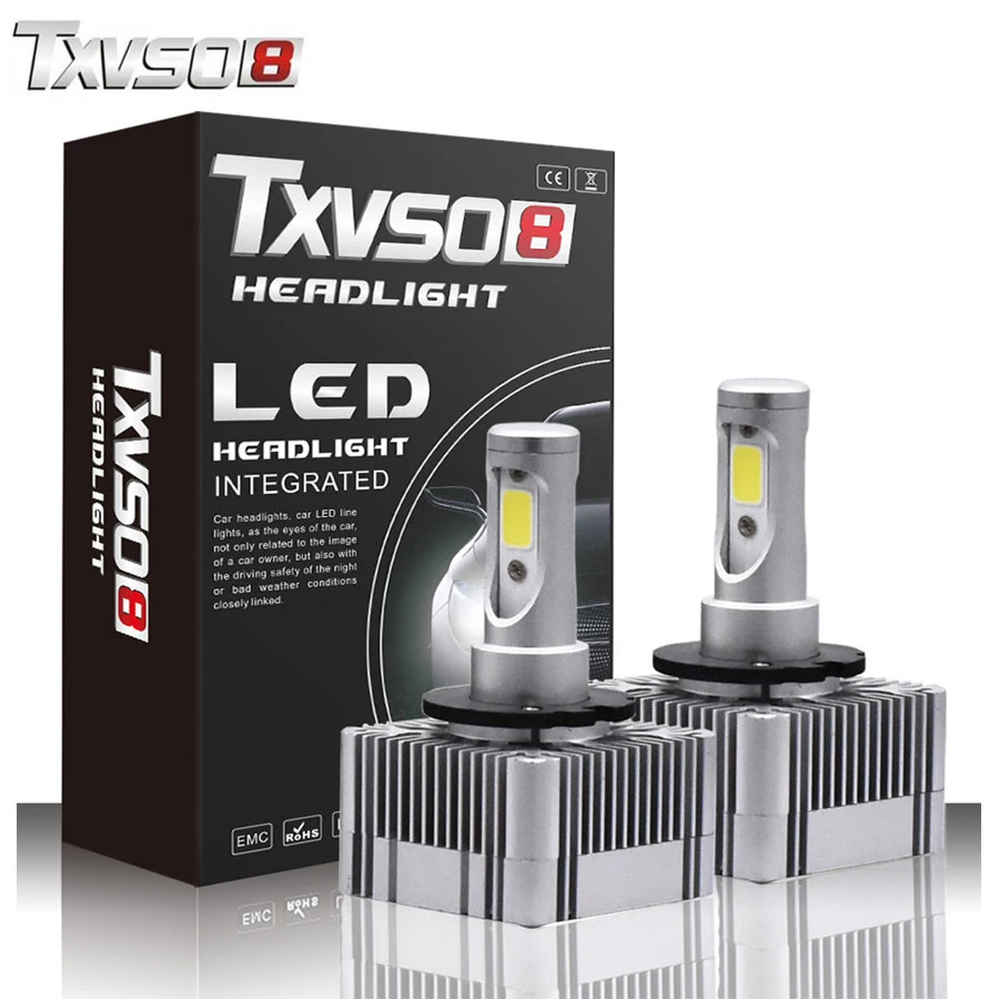 TXVSO8 led D1S/D3S противотуманных фар наборы ламп флип УДАРА фишек 55 W 20000LM белый 6000 K Авто lampadine H7 светодиодные фары лампы H4 налобный фонарь