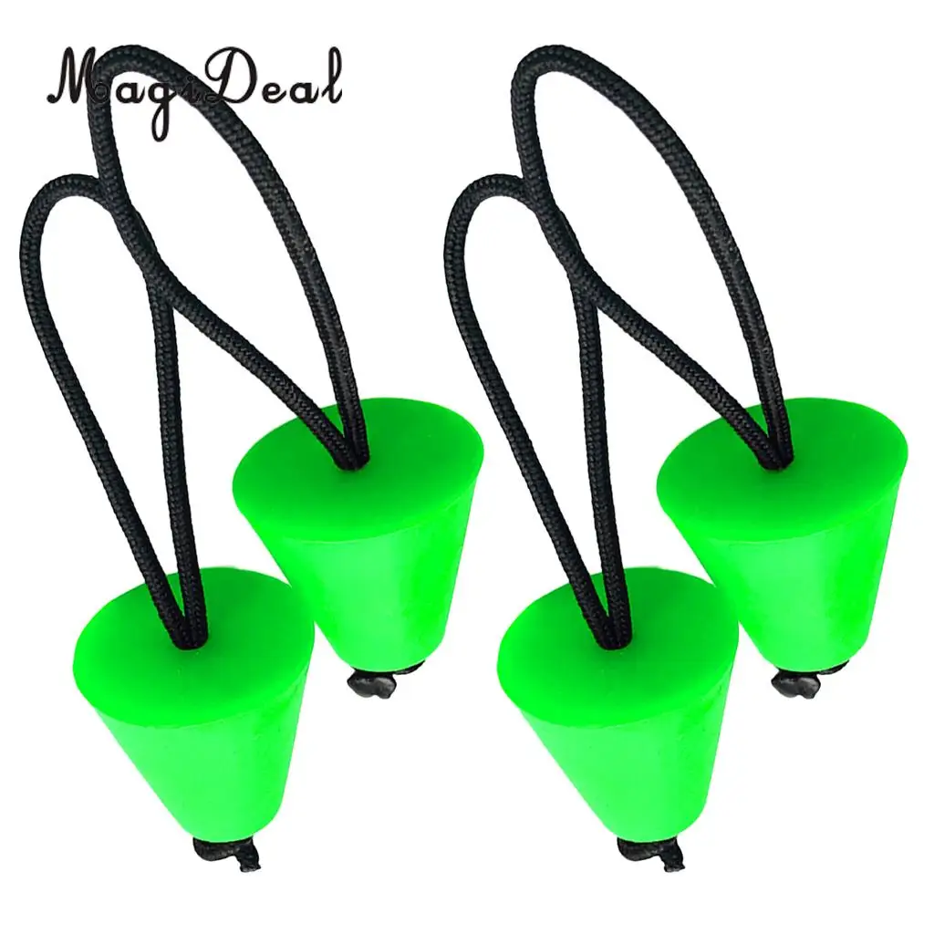 MagiDeal 4 Pieces Durable Green Rubber Kayak Canoe Scupper Plugs Drain Holes Stopper Kit - Universal Fit