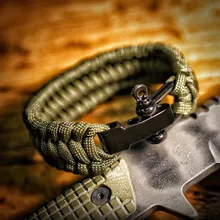 EDC браслет-Паракорд для выживания плетеный Открытый оборудование для кемпинга парашютный шнур плетеный веревка U Тип браслет с пряжкой из нержавеющей стали