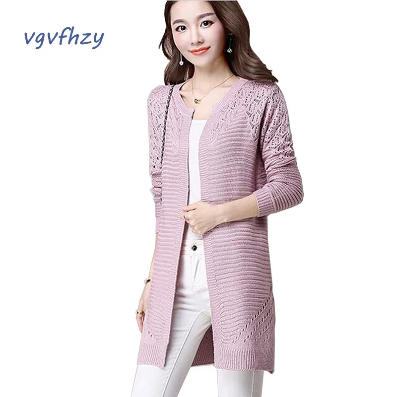 Women Sweater 2017 New Fashion Autumn Winter Long Sleeve Knitted Cardigan female Sweaters Coat Hollow Plus size 455 |