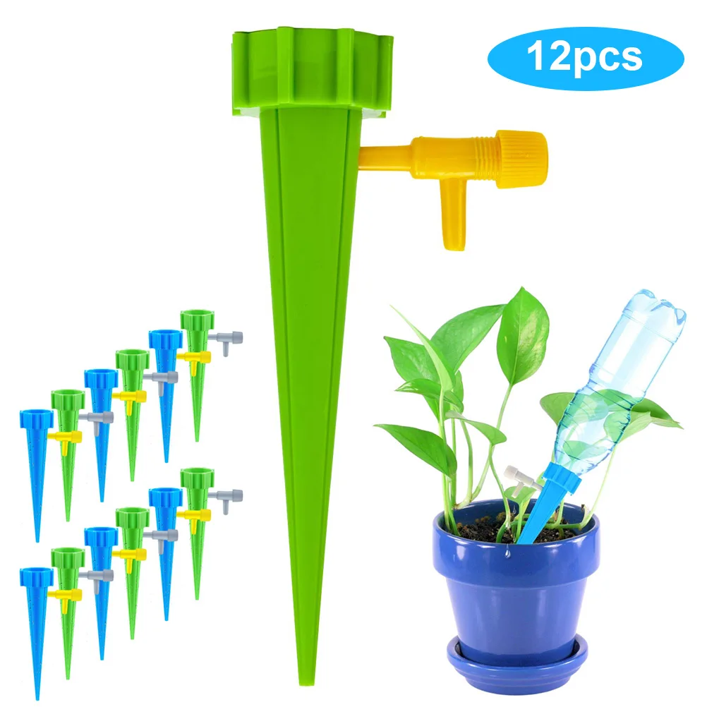 

12 pcs Plant Waterer Self Watering System Garden Supplies Valve Switch Automatic Vacation Drip Irrigation Watering Devices