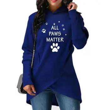 

Split Hoodies For Women Paw Animal Print Sweatshirts Kawaii Hoodies Femmes Loose Girls Frauen Youth Plus Size Street Thick Sweet