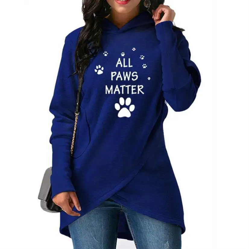 Split Hoodies For Women Paw Animal Print Sweatshirts Kawaii Hoodies Femmes Loose Girls Frauen Youth