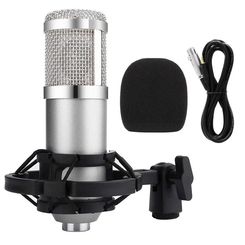 Конденсаторный микрофон BM 800 профессиональный комплект микрофона с регулируемым микрофоном подвеска ножничный Стенд для студии Rrecording караоке Mic - Цвет: Silver Gray Mic