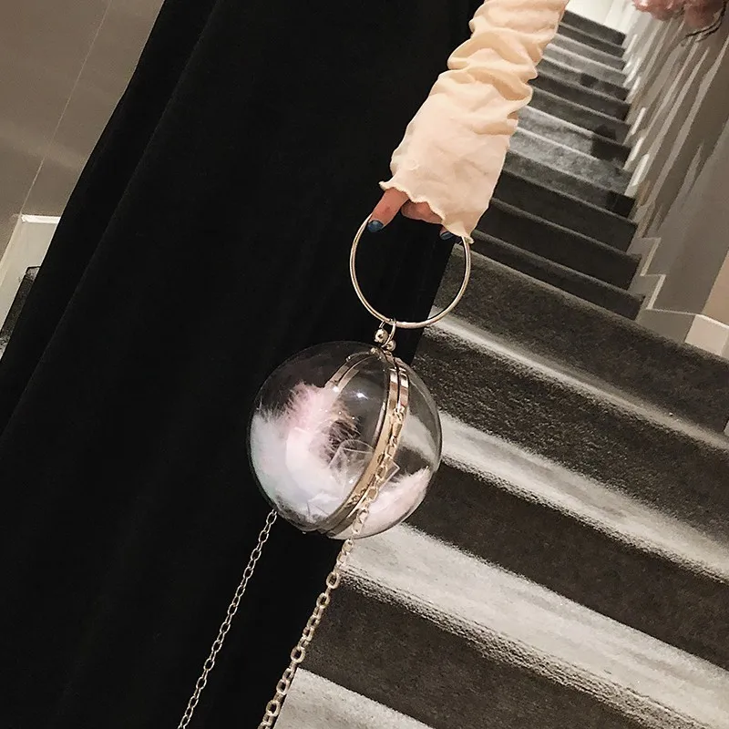 Модная круговая акриловая вечерняя сумка на цепочке, женская сумка через плечо, сумка-мессенджер, дамская сумочка, маленькая круглая сумочка для свадебной вечеринки