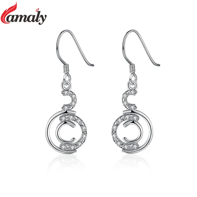 Brand Name Jewelry 925 Silver Women S Earrings Fashion Simple Cc Brand Name Jewelry 925 Silver Women S Earrings Fashion Simple Cc Design Zircon Crystals Dangle For