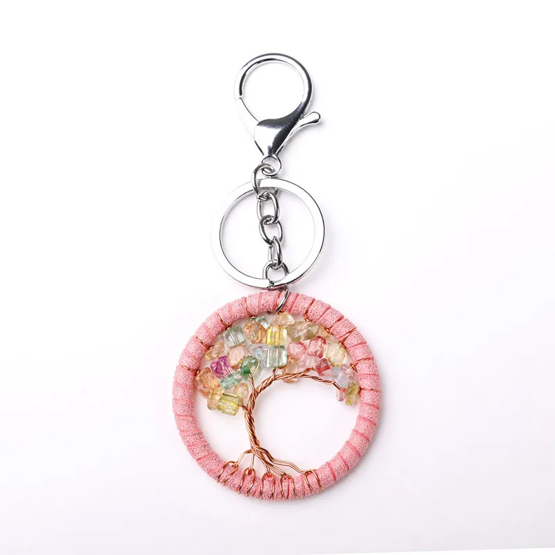 

Key ring small dream catcher pendant creative handmade tree life pendant key pendant leather rope key ring jewelry accessories
