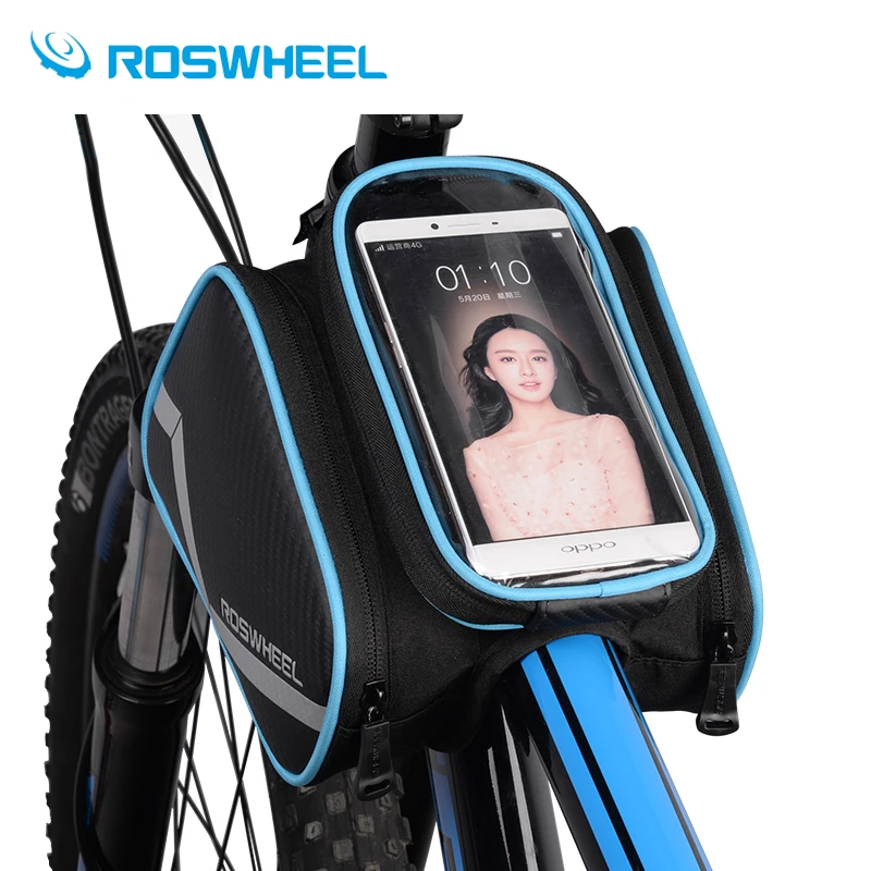 ROSWHEEL 6.2 Inch waterproof phone touch screen bike bags front frame top tube cycling bag road MTB mountain bicycle accessorie | Спорт и
