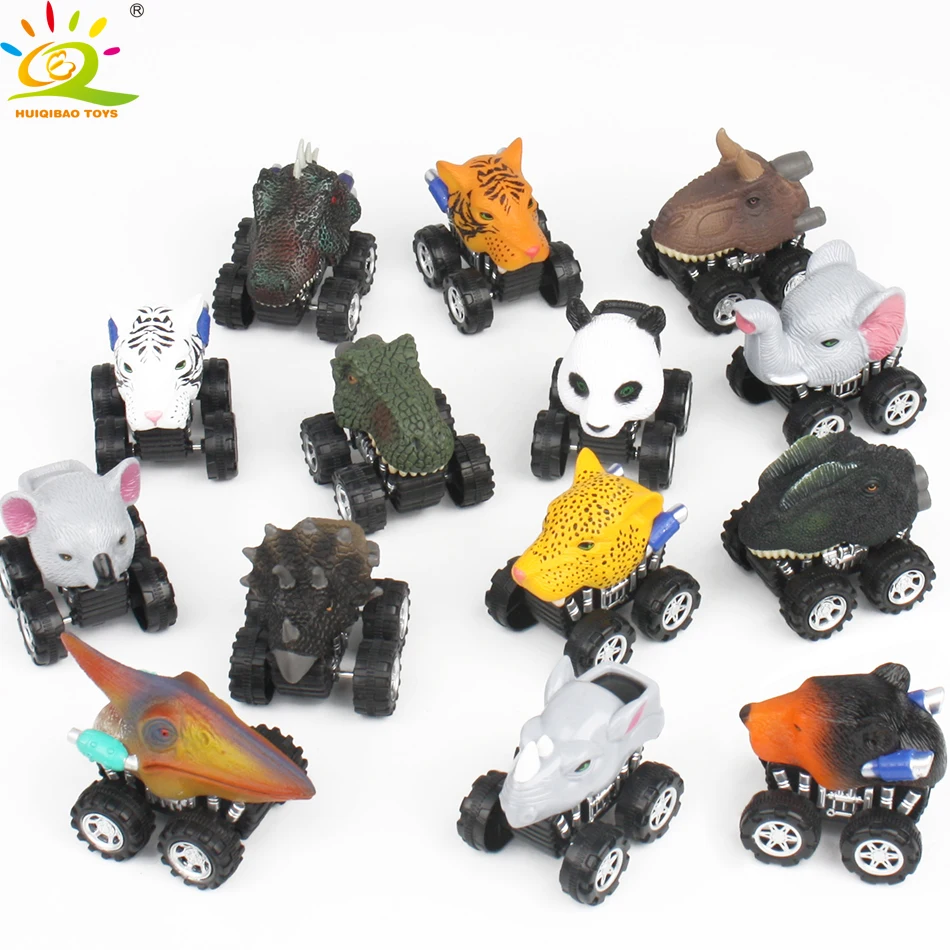 HUQIBAO TOYS 2 Style Dinosaur Animals Diecasts Model Cars with Big Tire