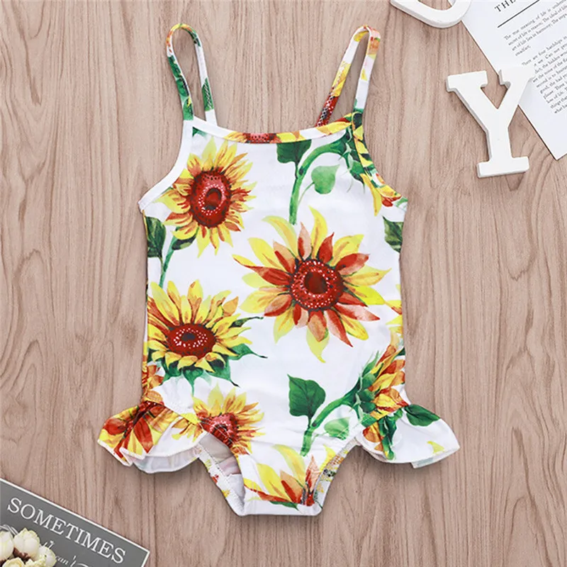 Girls suit summer 2019 new Kids Baby Girls Floral Print Ruffled Bikini Beach Swimsuits Bathing Clothes  (4)