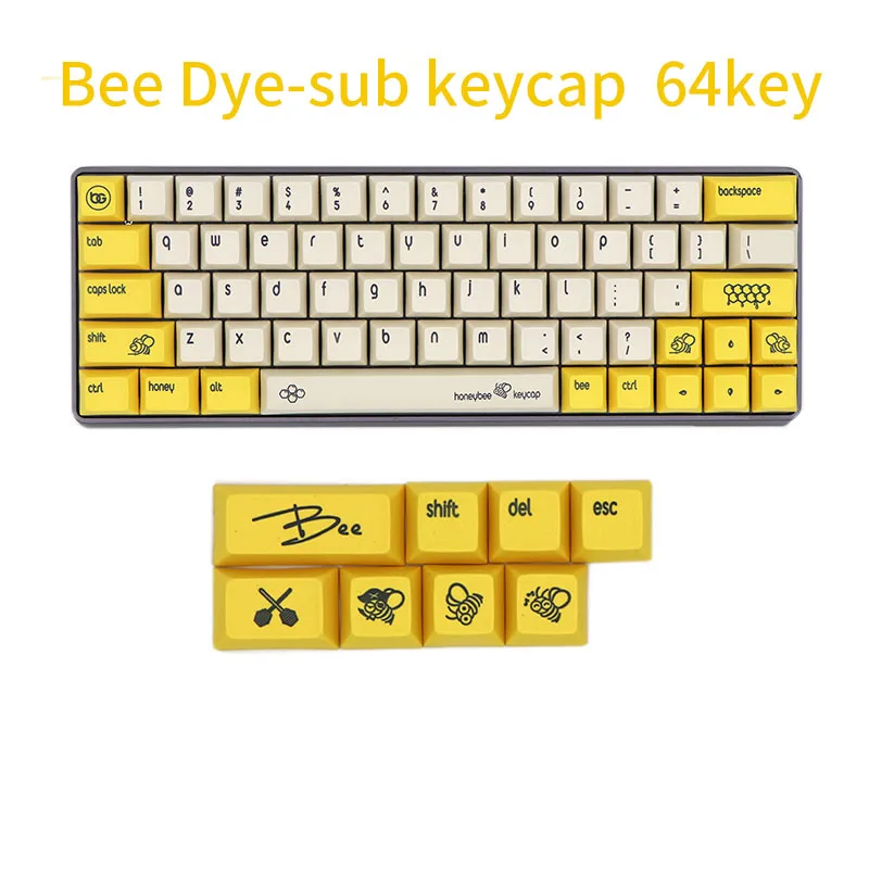 BGKC DSA Bee Тепловая Сублимация красителя для печати, PBT keycap для проводной USB механической клавиатуры Cherry MX switch keycaps