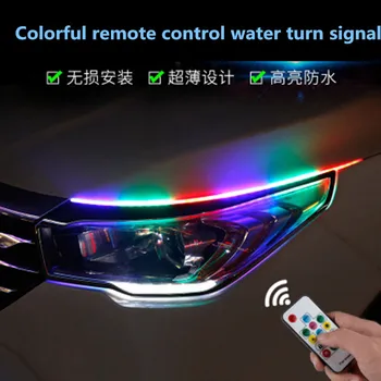 

2PCS 60cm Car Decor Lamp No Need to Dismantle Headlights LED Guides Daytime Running Lights Colorful Belts With Remote Control