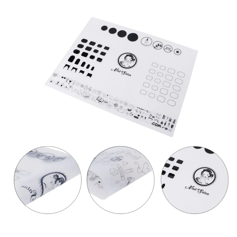 

Silicone Nail Art Coloring Print Soft Mat Stamping Plate Transfer Mat Sheet Table Hand Rests Work space Translucent 40x30cm NEW