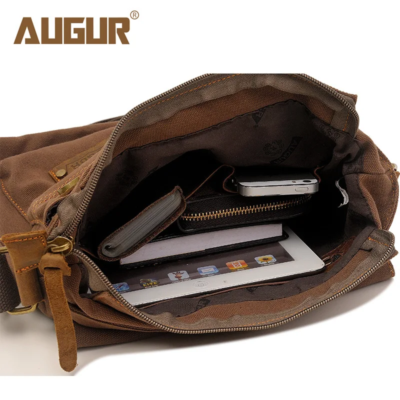 AUGUR 2018 Canvas Crossbody Bag Men Military Army Vintage Messenger Bags Large Shoulder Bag Casual