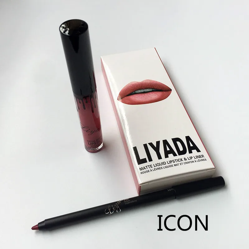 Лидер продаж года liyada Марка жидкая матовая помада комплект Lips Pencil Губы Макияж Lasting Водонепроницаемый Коврики ручка блеск для губ Косметика