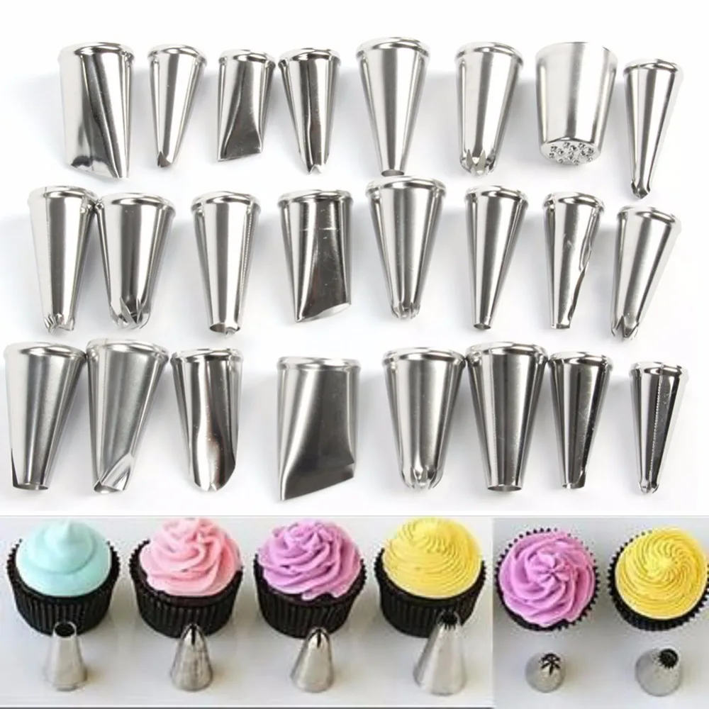 

24 pcs Pastry Piping Nozzles Tips Set Decorating Pen Cake Tools Stainless Steel Cake Icing Decorating Nozzles Sets