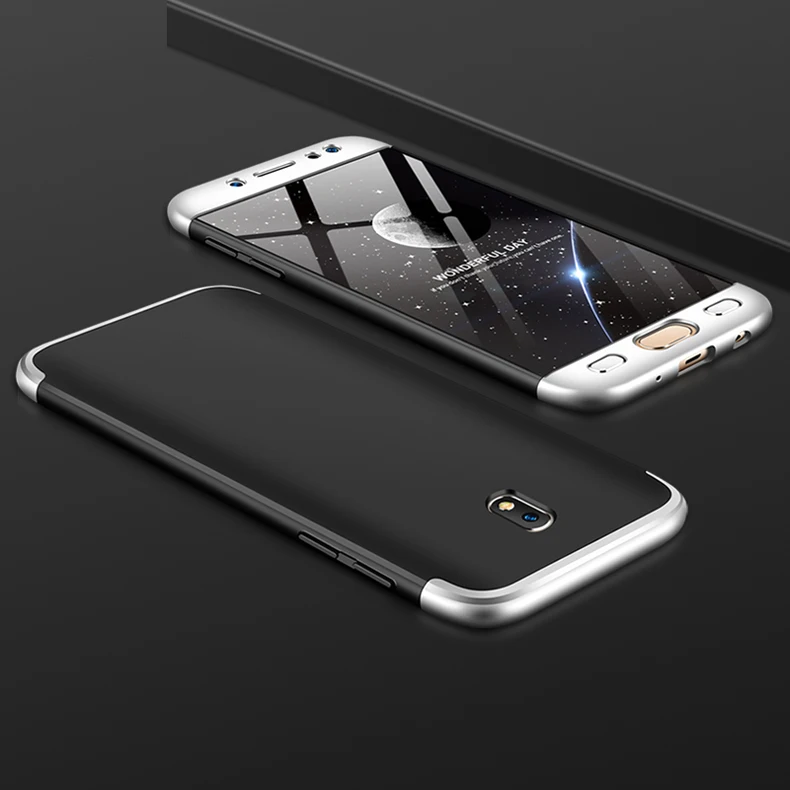 360 градусов Полная защита противоударный жесткий матовый чехол для Samsung Galaxy J3, J5, J7 года J330 J530 J730 SM-J730FM Версия ЕС - Цвет: Black with Silver