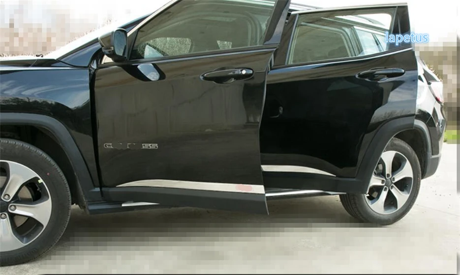 Lapetus Нержавеющая сталь боковой двери кузова под давлением полоска для автомобильной двери Накладка 4 шт./компл. подходит для Jeep Compass