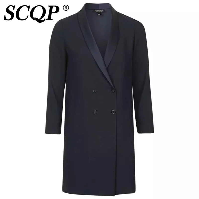 2016 New Stylish Blazers For Women Navy Long Sleeve Double