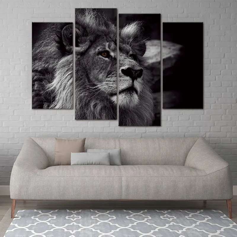 Modern canvas painting Animal Picture For Decoration Lion Head Portrait ...