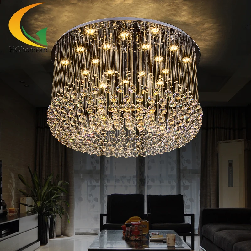 

Crystal union simple modern living room lamps round hall ceiling lamp hanging crystal lighting living room dining room