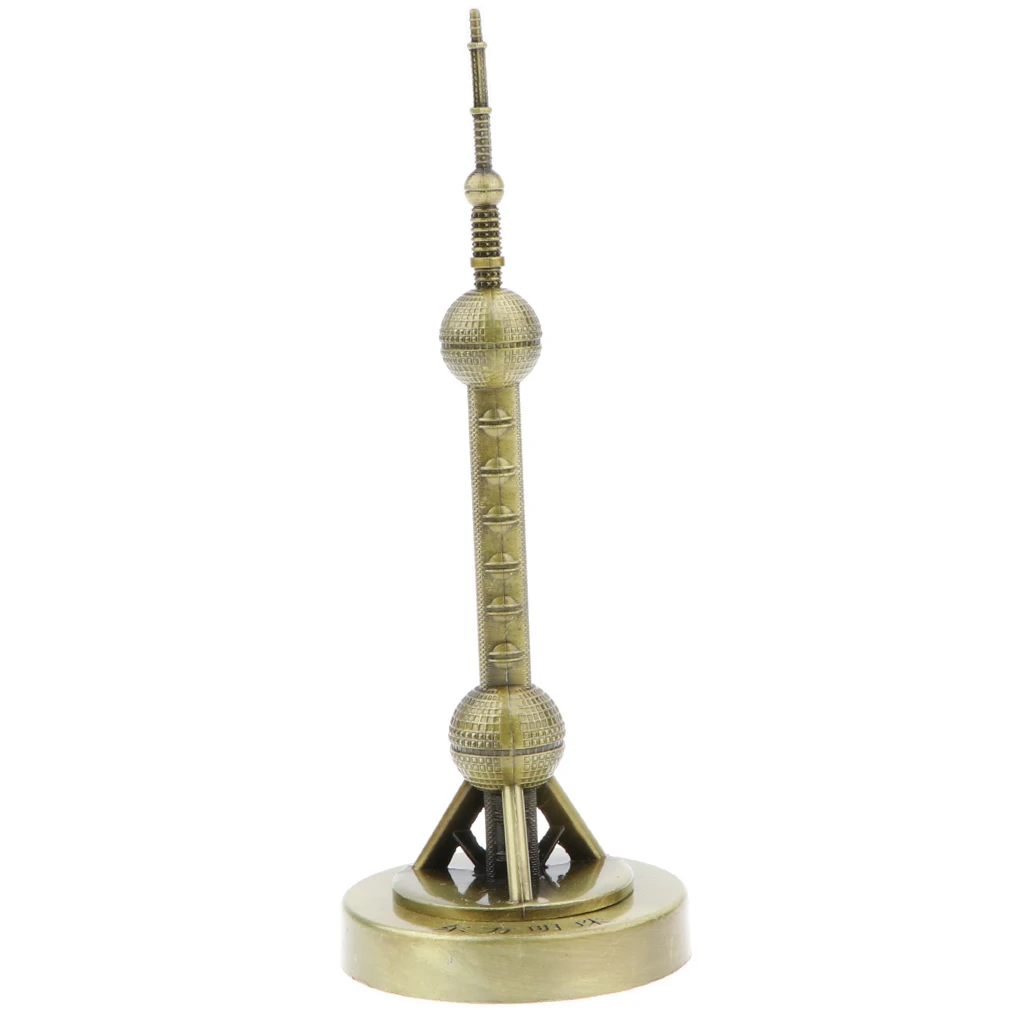 

Retro Metal Model China Oriental Pearl TV Tower World Great Architecture Buliding Figurines Statue Home Decor Souvenir Gifts
