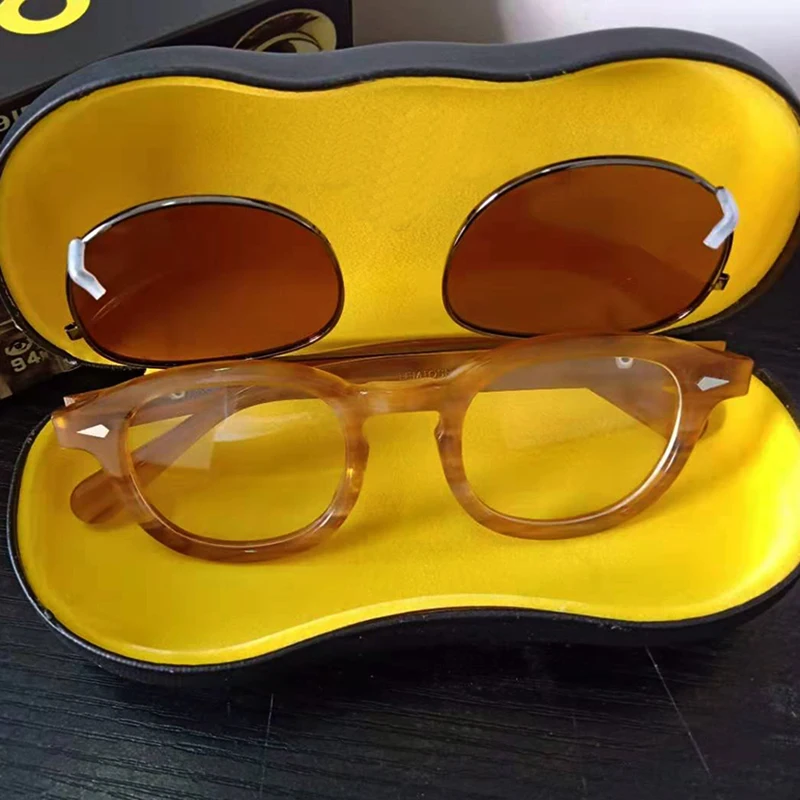 

Johnny Depp Glasses Men Acetate Optical Glasses Frame Clip On Sunglasses Polarized Lens Women Brand Design Box Top quality Z086
