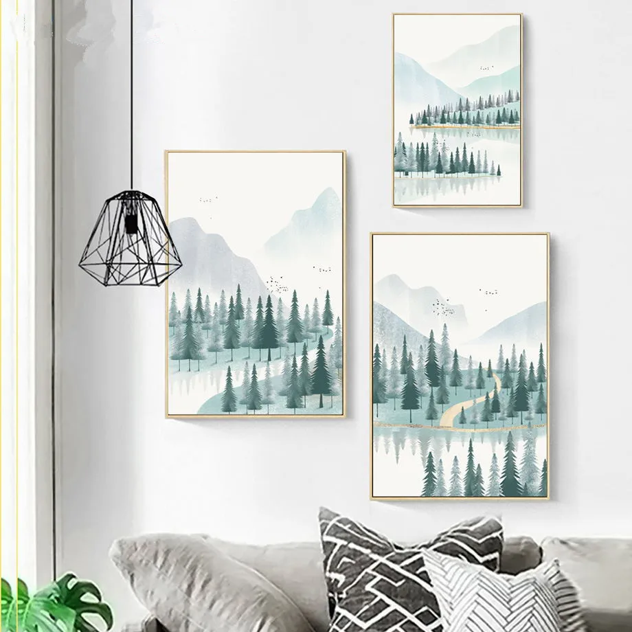 Watercolor-Forest-River-Mountain-Landscape-Wall-Art-Canvas-Painting-Nordic-Posters-And-Prints-Wall-Pictures-For (2)