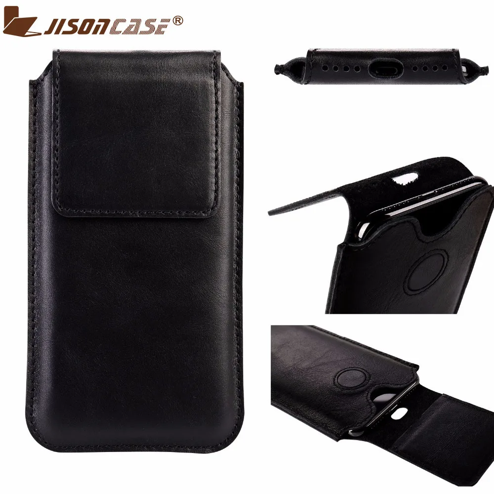 

Jisoncase Phone Bag for iPhone 7/ 7 Plus Genuine Leather Pouch Bag for iPhone 8/ 8 Plus Sleeve Case Magnetic Cover Business New